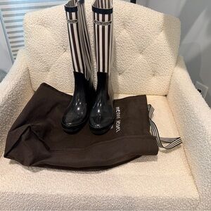 HENRI BENDEL Signature Stripe Rain Galoshes-Size 9